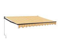 vidaXL Marquise rétractable jaune et blanc 3,5x2,5 m Tissu et aluminium