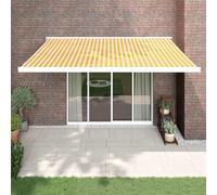vidaXL Marquise rétractable jaune et blanc 4x3 m Tissu et aluminium