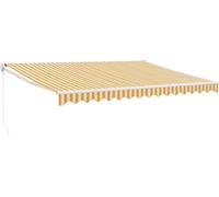 vidaXL Marquise rétractable jaune et blanc 4x3 m Tissu et aluminium