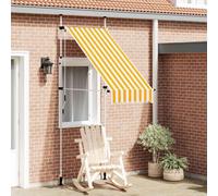 vidaXL Marquise rétractable Manuelle 100 cm Orange/Blanc Rayé