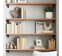vidaXL Étagère Murale, Dessus de Table avec Bord Vivant, Tablette Suspendue Flottante, Rustique, Marron Clair Bois Chêne Massif Traité