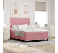 vidaXL Matelas à Ressorts de Poche en Velours Luxe 160X200 cm Rose Housse zippée Soutien Moyen en Mousse Qualité de Sommeil Excellente Double avec Protecteur