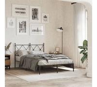 vidaXL Metal Bed Frame with Headboard Black 120x200 cm, double bed, bedroom furniture, guest bed, bed, metal bed frame, bed 376500 Or G