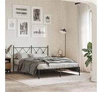 vidaXL Metal Bed Frame with Headboard Black 135x190 cm, double bed, bedroom furniture, guest bed, bed, metal bed frame, bed 376501 Noir G