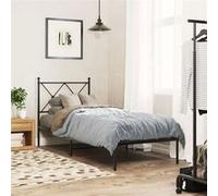 vidaXL Metal Bed Frame with Headboard Black 80x200 cm, single bed, bedroom furniture, guest bed, bed, metal bed frame, bed 376493 Noir G