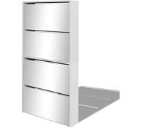 vidaXL Meuble à chaussures 4 étagères et miroir 63x17x134 cm Blanc