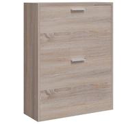 vidaXL Meuble à Chaussures en Bois avec 2 Compartiments Aspect Chêne, Armoire à Chaussures avec Tiroir, Organisateur de Maison Salon Intérieur