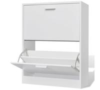 vidaXL Meuble à chaussures en bois 2 compartiments Blanc