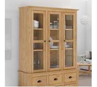 vidaXL Meuble avec Portes en Verre BODO Marron Miel, Salon, Cabinet rectangulaire Moderne, Meuble Durable, Portes en Verre, étagères décoratives