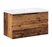 vidaXL Armoire lavabo Vidaxl – Vasque intégrée – Vieux bois – 81×39,5×49 cm