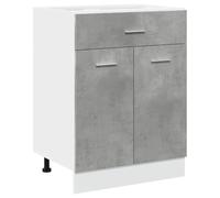 vidaXL Meuble Bas Lyon, Gris Béton, 60x46x81,5 cm, Bois d’ingénierie, Rangement Salle de Bain & Cuisine, Armoire sous-évier, Fixable au Mur, Organisateur Maison