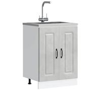 vidaXL Meuble bas pour évier Kalmar – Gris béton, bois d'ingénierie, avec porte