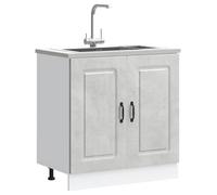 vidaXL Meuble bas de cuisine Kalmar pour évier avec porte Gris béton Bois ingénierie 853451