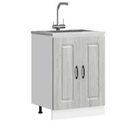 vidaXL Meuble Bas pour évier Kalmar Sonoma Gris Bois d'ingénierie, Meuble Bas de Cuisine, Meuble Bas de Cuisine avec Porte