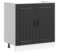 vidaXL Meuble de Base de lavabo Lucca Noir Bois d ingénierie