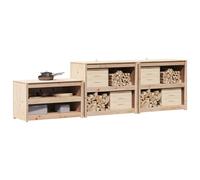 vidaXL Meuble de cuisine d'extérieur MEPPEL 3 pcs Douglas Naturel, Solution de rangement pour jardin, cabinet extérieur rectangulaire, design moderne en bois de Douglas