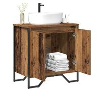 vidaXL Meuble de Lavabo de Salle de Bain Bois Ancien 60 x 35 x 60 cm, Rangement de Salle de Bain Moderne, Meuble rectangulaire, unité de lavabo stylée, Armoire Robuste, vanité spacieuse, Style Urbain