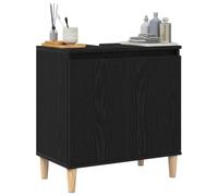 vidaXL Meuble de Lavabo de Salle de Bain Chêne Noir 58 x 33 x 60 cm, Meuble sous lavabo Moderne, Rangement Mural, Design rectangulaire, étagères élégantes, Gain de Place, Organisation chez soi