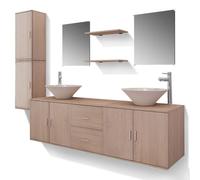 VidaXL Meuble de salle de bain 11 pcs avec lavabo et robinet Beige
