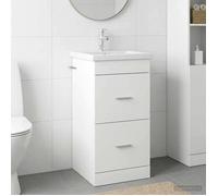vidaXL Meuble de Salle de Bain avec évier Blanc 42 x 40 x 84,5 cm, Unités de Salle de Bain Modernes abordables, mélange d'efficacité, rangements élégants et Solutions compacts
