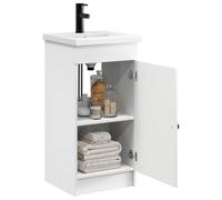 vidaXL Meuble de Salle de Bain avec évier Blanc 42 x 40 x 84,5 cm, Ensemble de Meubles de Salle de Bain Moderne, unité de Rangement stylée, lavabo avec Armoire et étagère