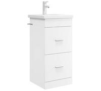 vidaXL Meuble de Salle de Bain avec évier Blanc 42 x 40 x 84,5 cm, Unités de Salle de Bain Modernes abordables, mélange d'efficacité, rangements élégants et Solutions compacts