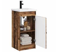 vidaXL Meuble de Salle de Bain avec évier Bois Ancien, Ensemble de Meubles de Salle de Bain Moderne, unité de Rangement stylée, lavabo avec Armoire et étagère