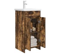 vidaXL Meuble de Salle de Bain avec évier Chêne fumé 42 x 40 x 84,5 cm, Mobilier de Salle de Bain, unités de Rangement Modernes, Ensemble Fonctionnel, étagères contemporaines, Style Tendance