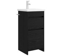 vidaXL Meuble de Salle de Bain avec évier Chêne Noir 42 x 40 x 84,5 cm, Déco Moderne de Salle de Bain, rangements Fonctionnels, étagères Design, Meuble de Bain Chic