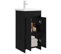 vidaXL Meuble de Salle de Bain avec évier Chêne Noir 42 x 40 x 84,5 cm, Mobilier de Salle de Bain, unités de Rangement Modernes, Ensemble Fonctionnel, étagères contemporaines, Style Tendance