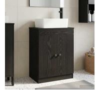 vidaXL Meuble de Salle de Bain avec évier Noir 54 x 35 x 83 cm, Meuble de Salle de Bain Moderne, Rangement Compact, Bois Technique, unité Pratique, Solution Efficace sous évier, Style Minimal