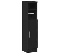 vidaXL Meuble de Salle de Bain avec Porte-Rouleau Noir 20,5x22x90 cm, Meuble de Rangement de Salle de Bain, Armoire de Bain, Armoire de Toilette
