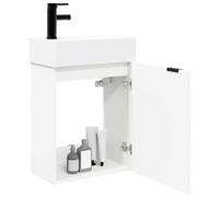 vidaXL Meuble de Salle de Bain avec Robinet Blanc 45,5 x 22,5 x 84 cm, Armoire de Bain Tendance, Meuble de Rangement Moderne, Organisateur Malin, Support astucieux et Gain de Place