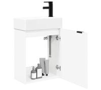 vidaXL Meuble de Salle de Bain avec Robinet Blanc 45,5 x 22,5 x 84 cm, Armoire de Bain Tendance, Meuble de Rangement Moderne, Organisateur Malin, Support astucieux et Gain de Place