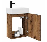 vidaXL Meuble de Salle de Bain avec Robinet Bois Ancien, Armoire de Bain Tendance, Meuble de Rangement Moderne, Organisateur Malin, Support astucieux et Gain de Place
