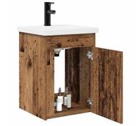 vidaXL Meuble de Salle de Bain avec Robinet Bois Ancien, Organisateur de Salle de Bain, Ensemble Moderne, Meuble Compact, Cabinet Pratique, Gain de Place, déco stylée