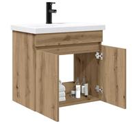 vidaXL Meuble de Salle de Bain avec Robinet Chêne Artisanal, Organisateur de Salle de Bain élégant, Meuble Moderne, Rangement Pratique avec lavabo Chic et Design Compact