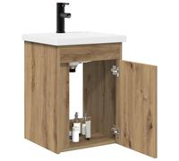 vidaXL Meuble de Salle de Bain avec Robinet Chêne Artisanal, Organisateur de Salle de Bain, Ensemble Moderne, Meuble Compact, Cabinet Pratique, Gain de Place, déco stylée