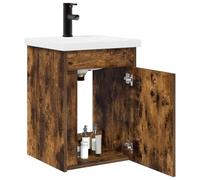 vidaXL Meuble de Salle de Bain avec Robinet Chêne fumé, Organisateur de Salle de Bain, Ensemble Moderne, Meuble Compact, Cabinet Pratique, Gain de Place, déco stylée