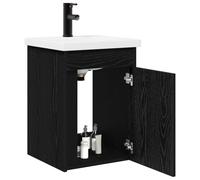 vidaXL Meuble de Salle de Bain avec Robinet Chêne Noir, Organisateur de Salle de Bain, Ensemble Moderne, Meuble Compact, Cabinet Pratique, Gain de Place, déco stylée