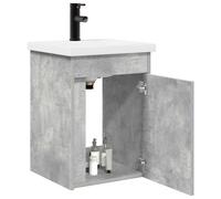 vidaXL Meuble de Salle de Bain avec Robinet Gris béton, Organisateur de Salle de Bain, Ensemble Moderne, Meuble Compact, Cabinet Pratique, Gain de Place, déco stylée