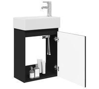 vidaXL Meuble de Salle de Bain avec Robinet Noir 45,5 x 22,5 x 84 cm,