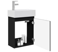 vidaXL Meuble de Salle de Bain avec Robinet Noir 45,5 x 22,5 x 84 cm,