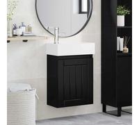 vidaXL Meuble de salle de bain avec robinet Noir 45,5 x 25,5 x 84 cm