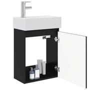 vidaXL Meuble de Salle de Bain avec Robinet Noir 45,5 x 25,5 x 84 cm,