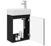 vidaXL Meuble de Salle de Bain avec Robinet Noir 45,5 x 25,5 x 84 cm,