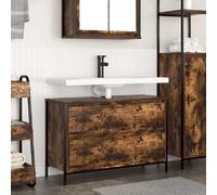 Vidaxl Meuble De Salle De Bain Lavabo Tiroirs Chêne Fumé 90x34,5x60 Cm