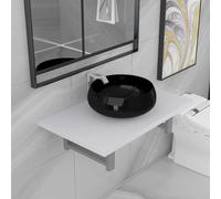 vidaXL Meuble de salle de bain en deux pièces Céramique Blanc
