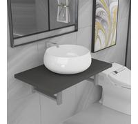 vidaXL Meuble de salle de bain en deux pièces Céramique Gris