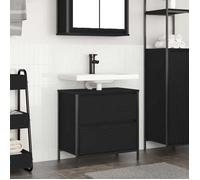 vidaXL Meuble de Salle de Bain en Chêne Noir avec Lavabo et Tiroirs 60x34,5x60 cm, Vasque de Toilette